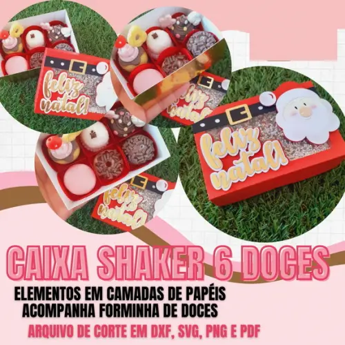 Arquivo de Corte Caixa 6 Doces Papai Noel (compre 1 Leve+10