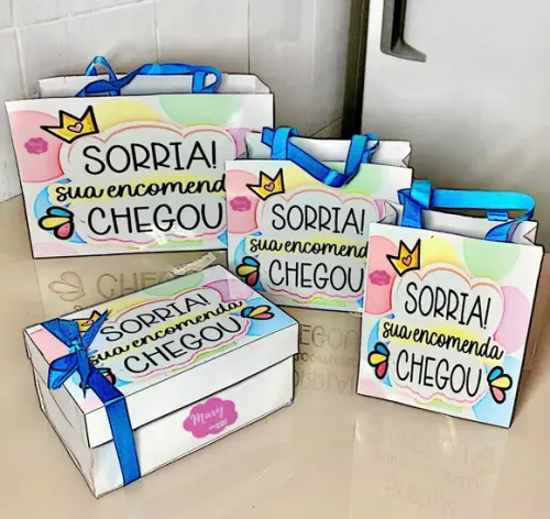 Arquivo de Corte Caixa e Sacola Entrega Sorria (compre 1 Lv+
