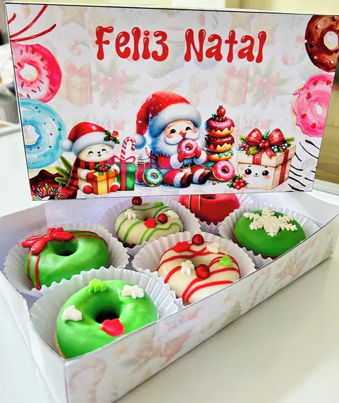 Arquivo de Corte Caixa Natal 6 Donuts (compre 1 Leve+10