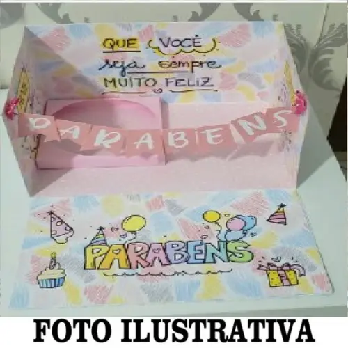 Arquivo de Corte Caixa Parabéns Rosa ( Compre 1 e Leve+10
