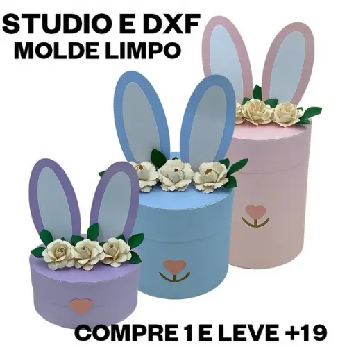 Arquivo de Corte Caixa Redonda Coelho (compre 1 Leve+11