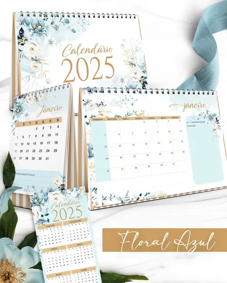 Arquivo de Corte Calendário Azul 2025 (compre 1 Leve+10