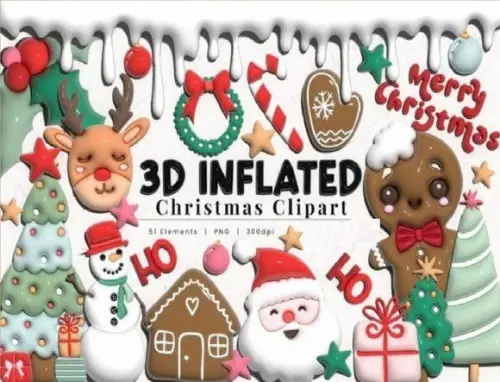Arquivo de Corte Clipart 3d Natal ( Compre 1 Leve+10