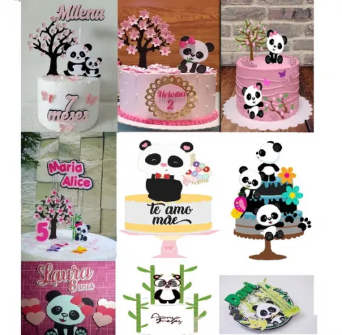 Arquivo de Corte Combo 19 Topos de Bolo Panda(compre 1 Lv+11