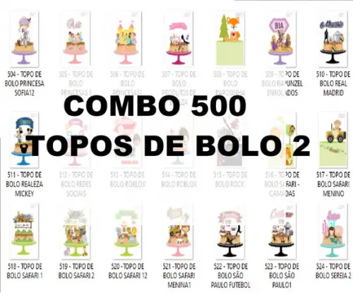 Arquivo de Corte Combo 500 Topos de Bolo 2 (compre 1 Leve+11