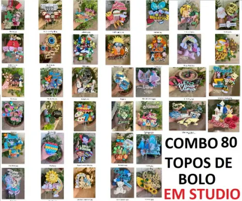Arquivo de Corte Combo 80 Topos de Bolo ( Compre 1 Leve+10