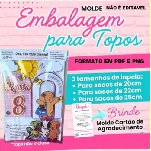 Arquivo de Corte Embalagem para Topo (compre 1 Lev+10