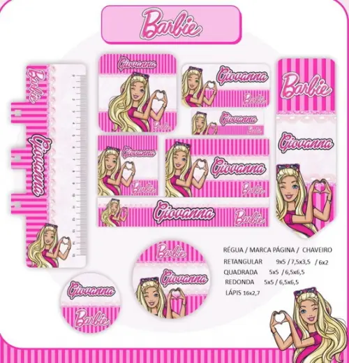 Arquivo de Corte Etiqueta Escolar Barbie (compre 1 e Leve+10