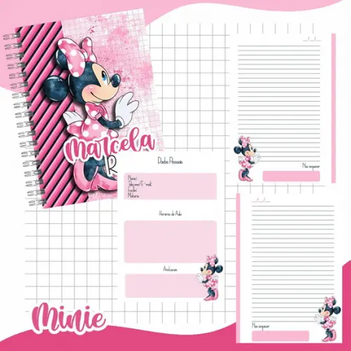 Arquivo de Corte Etiqueta Escolar Minnie (compre 1 Leve+11