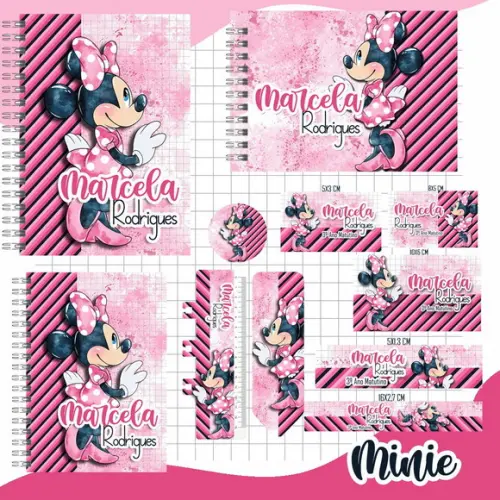 Arquivo de Corte Etiqueta Escolar Minnie (compre 1 Leve+11