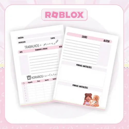 Arquivo de Corte Etiqueta Escolar Roblox Menina ( Leia a Des