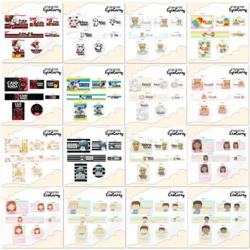 Arquivo de Corte Etiquetas Escolares 26-1 (compre 1 Lev+11