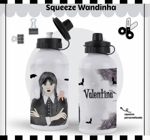 Arquivo de Corte Etiqueta Escolar Wandinha (compre 1 lv+5