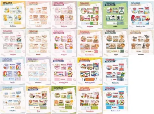 Arquivo de Corte Etiquetas Escolares 26-2 (compre 1 Lev+10