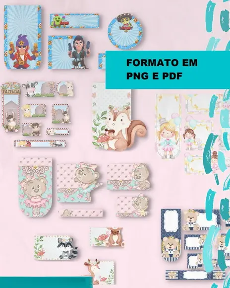 Arquivo de Corte Etiquetas Escolares 26-3 (compre 1 Lev+11