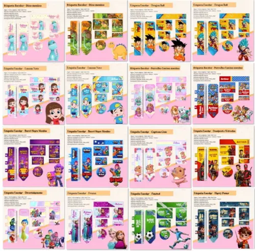 Arquivo de Corte Etiquetas Escolares 26-5 (compre 1 Lev+11