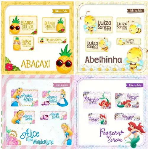 Arquivo de corte Etiquetas escolares Meninas 1 ( compre 1 lv +5