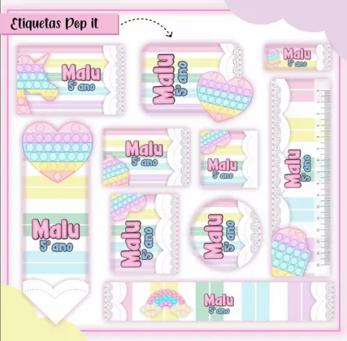 Arquivo de Corte Kit Escolar Pop It (compre 1 Leve+11