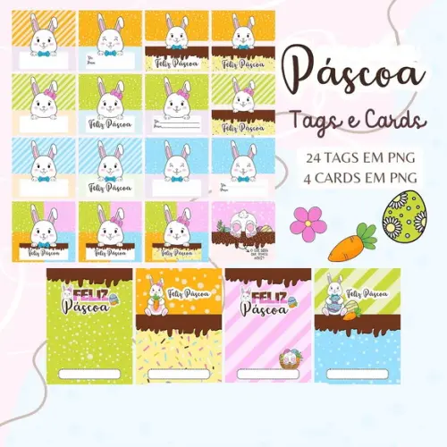 Arquivo de Corte Tags e Cards Páscoa(compre 1 Leve+10