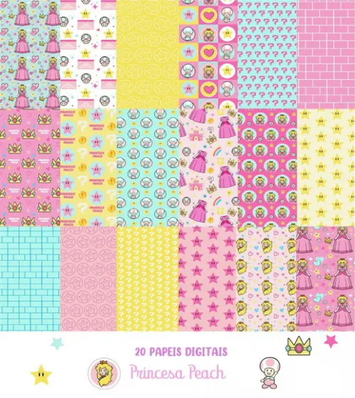 Kit Digital Princesa Peach ( Compre 1 e Leve + 5