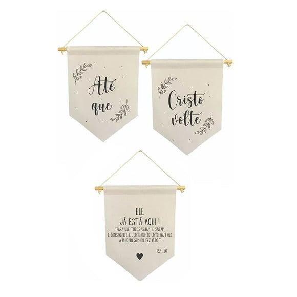 Kit com 3 Flamulas Decorativas para Casamento 30x40cm