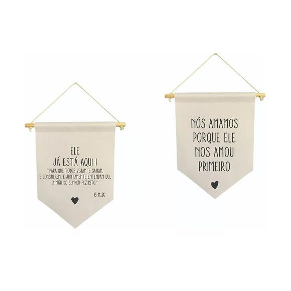 Kit com 2 Flamulas Decorativas Casamento 30x40cm