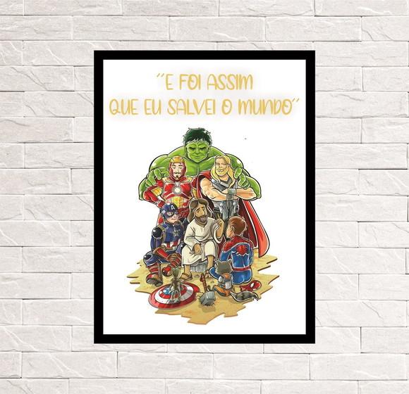 Placa Decorativa Foi Assim Que Salvei o Mundo Heróis mdf