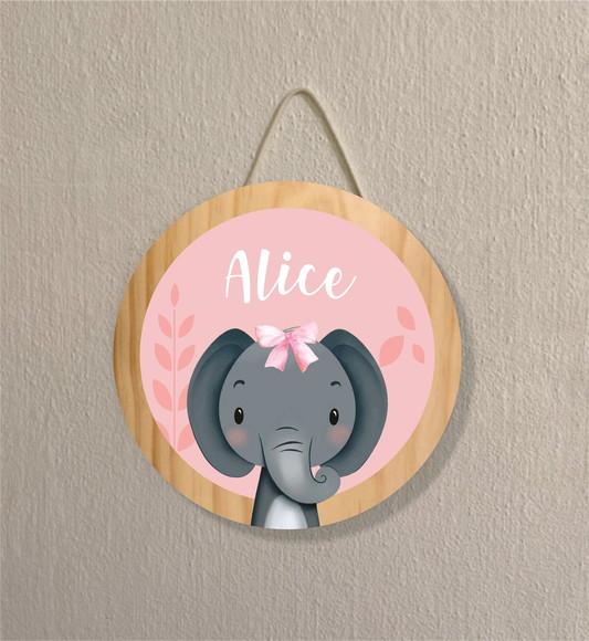 Placa Decoração Infantil Porta Maternidade Safari Elefante