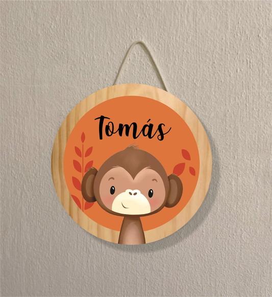 Placa Decoração Infantil Porta Maternidade Safari Macaco mdf
