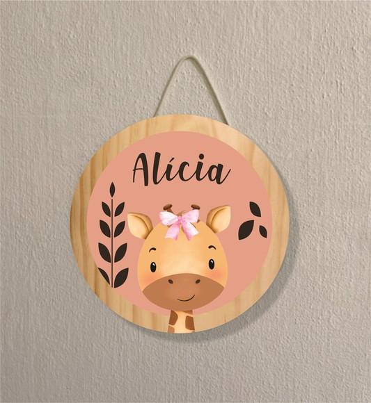 Placa Decoração Infantil Porta Maternidade Safari Girafa
