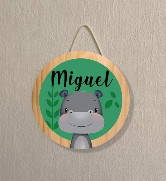 Placa Decoração Infantil Porta Maternidade Safari Hipopótamo