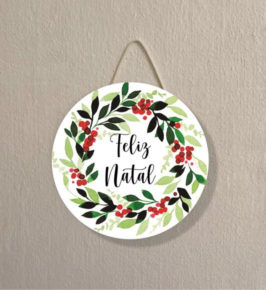 Placa Decoração de Natal Redonda