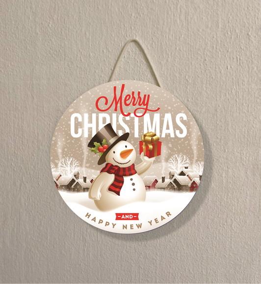 Placa Decoração de Natal Redonda