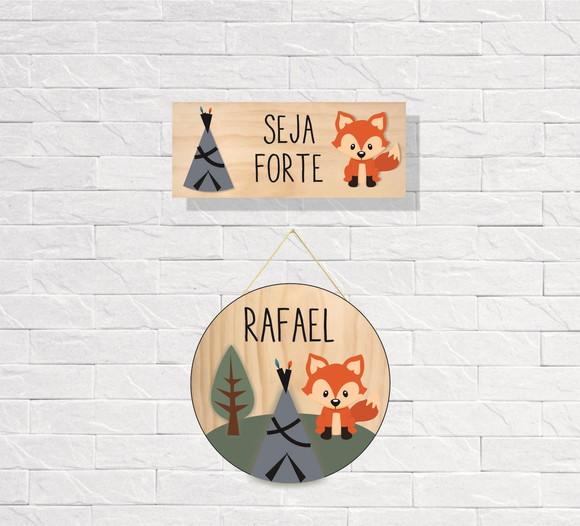 Kit Placas Decorativas Raposa + Porta Maternidade