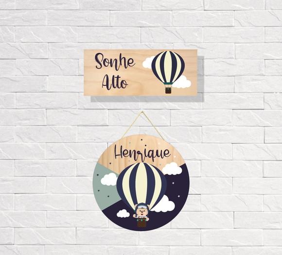 Kit Placas Decorativas Balão Urso + Porta Maternidade