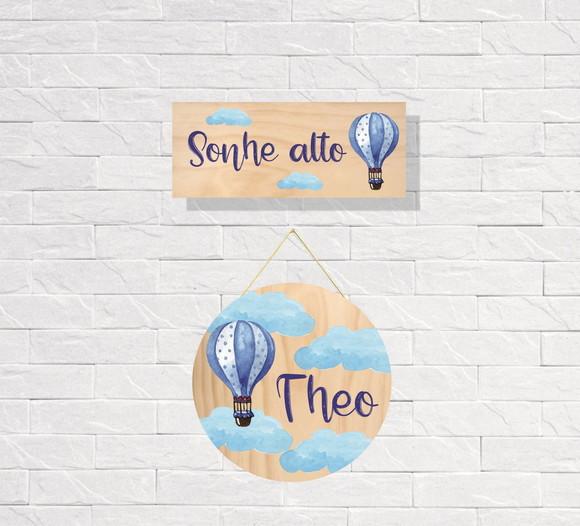 Kit Placas Decorativas Balão Magico + Porta Maternidade