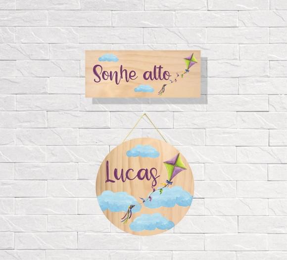 Kit Placas Decorativas Pipa + Porta Maternidade