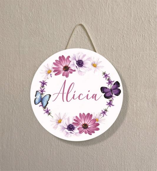 Placa Decoração Infantil Porta Maternidade Flores em mdf