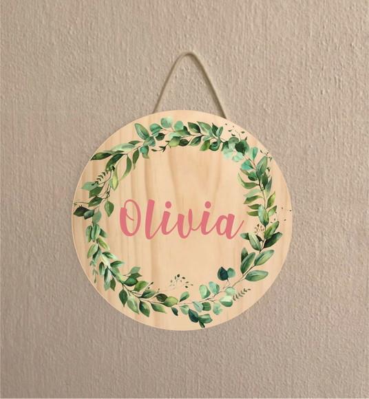 Placa Decoração Infantil Porta Maternidade Folhagens