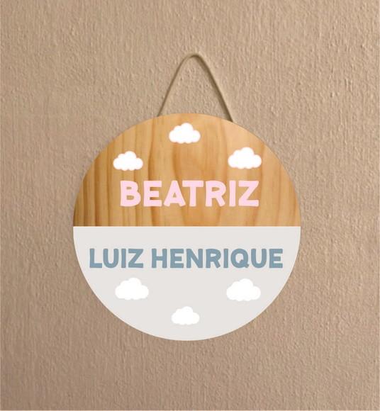 Placa Decoração Infantil Porta Maternidade Casal de Irmãos