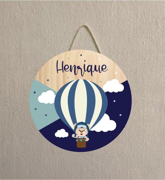 Placa Decoração Infantil Porta Maternidade urso balão em mdf