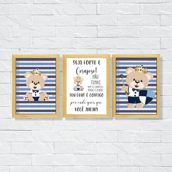 Placas Decoração Infantil urso príncipe em mdf 30x40cm