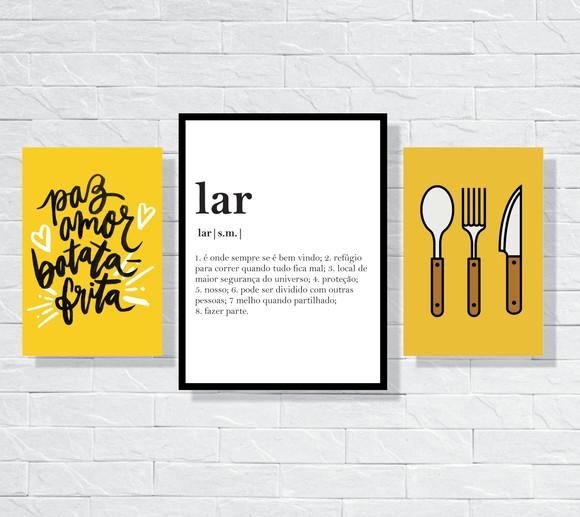 kit com 3 Placas decorativas cozinha lar em mdf