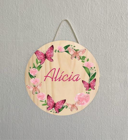 Placa Decoração Infantil Porta Maternidade floral em mdf
