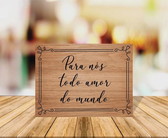Placa Casamento para Nós Todo Amor do Mundo Fundo Claro