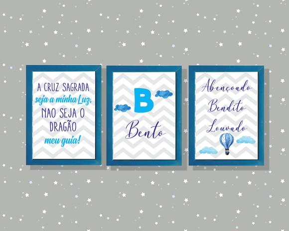 kit com 3 Placas decorativas infantil em mdf