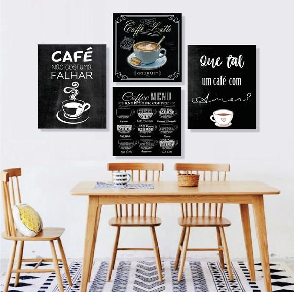 Kit com 4 Placas decorativas cozinha retrô em mdf