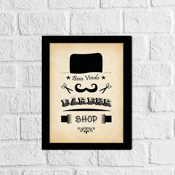 Placa Decorativa bem vindo barber shop em mdf