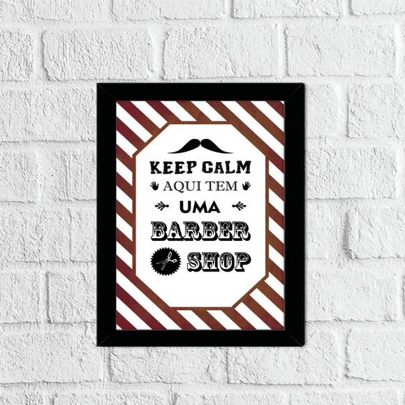 Placa Decorativa keep calm aqui tem uma barber shop em mdf