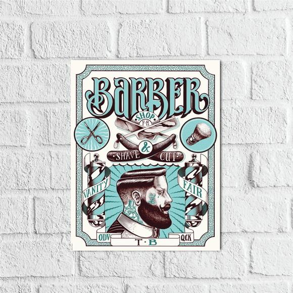 Placa Decorativa Barbearia corte de barba em mdf